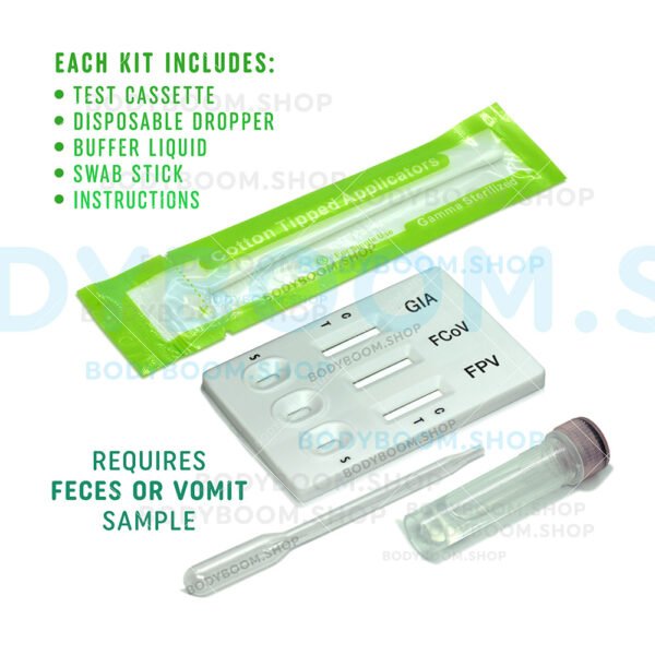 Feline Panleukopenia Giardia Coronavirus Distemper Ag Rapid Test for Cat FPV FCoV Parvo Virus Panel Combo 3-in-1 Kit Rapid Quick At-Home A-Pet-Care One Step Testing Best Nearby Near Me How Much to Get Use Check Symptoms Instant Results No Lab Low Cost Affordable 1-Pack Strip Cassette feces Fecal panleuk panluk positive bio note 3-way bionote snap