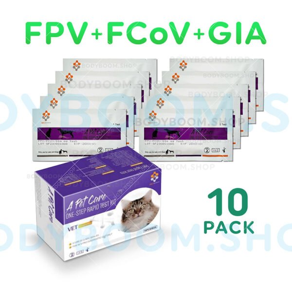 Feline Panleukopenia Coronavirus Giardia Distemper Ag Rapid Test for Cat FPV FCoV Parvo Virus Panel Combo 3-in-1 Kit Rapid Quick At-Home A-Pet-Care One Step Testing Best Nearby Near Me How Much to Get Use Check Symptoms Instant Results No Lab Low Cost Affordable Vet veterinarian 10-Box Amazon panleuk panluk positive 3-way bio note bionote triple