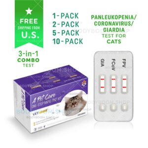 Feline Panleukopenia Coronavirus Giardia Distemper Ag Rapid Test for Cat FPV FCoV Parvo Virus Panel Combo 3-in-1 Kit Rapid Quick At-Home A-Pet-Care One Step Testing Best Nearby Near Me How Much to Get Use Check Symptoms Instant Results No Lab Low Cost Affordable panleuk panluk positive 3-way triple