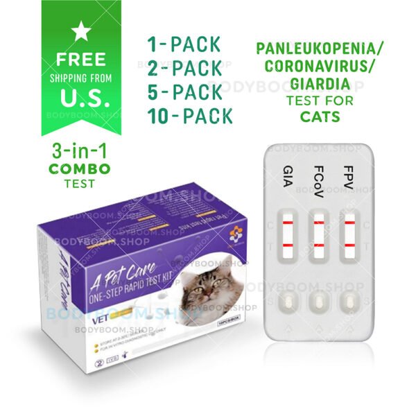 Feline Panleukopenia Coronavirus Giardia Distemper Ag Rapid Test for Cat FPV FCoV Parvo Virus Panel Combo 3-in-1 Kit Rapid Quick At-Home A-Pet-Care One Step Testing Best Nearby Near Me How Much to Get Use Check Symptoms Instant Results No Lab Low Cost Affordable panleuk panluk positive 3-way triple