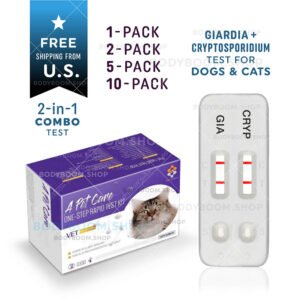 Giardia Crypto Test for Dog and Cat Rapid Canine Kit Feline Cat Giardiasis Cryptosporidium Parvum Antigen Ag at-Home testing Feces Fecal Positive Negative A-Pet-Care One Step Quick instant Results Best Low Cost Near Me Nearby No Lab is to Use Get check complete How Much where I you can Box Snap first early symptoms signs Affordable strip Buy do they LFIA kitten pup puppy lateral flow cheap free fast vet veterinarian instructions accurate detection witness Petco Petsmart Amazon bionote bio note insenvo